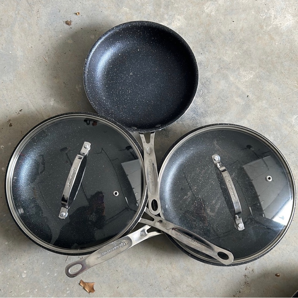 Granitestone set of 3 skillets
